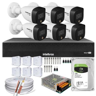 Descrição neste conjunto acompanha hd 1 tb. kit 6 câmeras intelbras que filma colorido mesmo em escuridão total. dvr intelbras mhdx 1008-c 8 entradas.