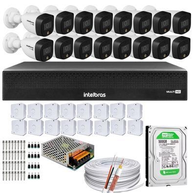 Descrição kit 16 câmeras intelbras que filma colorido mesmo em escuridão total. as câmeras são em resolução 1080p 2 megapixel full hd.   vantagens des