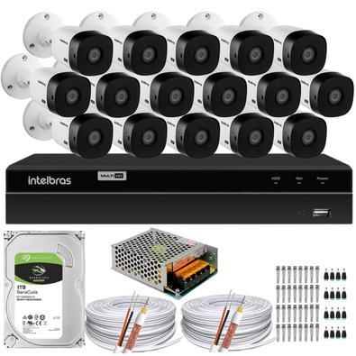 Descrição kit cftv de alta definição intelbras hd com 16 câmeras   acesso via smartphone e computador   conteúdo   01 dvr intelbras mhdx 1216 5x1 de 1