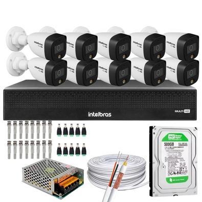 Descrição kit 10 câmeras intelbras que filma colorido mesmo em escuridão total. as câmeras são em resolução 1080p 2 megapixel full hd.   vantagens des