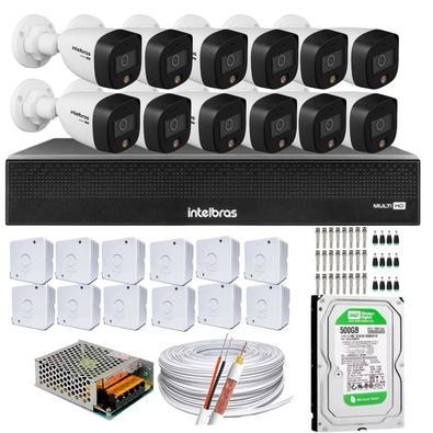 Descrição kit 12 câmeras intelbras que filma colorido mesmo em escuridão total. as câmeras são em resolução 1080p 2 megapixel full hd.   vantagens des