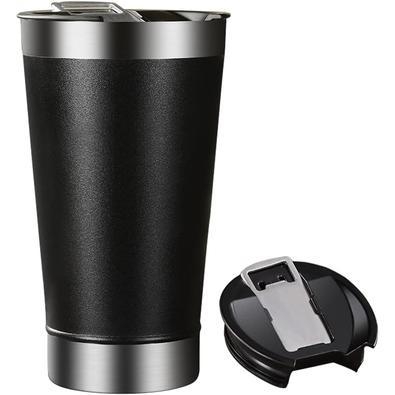 Copo com tampa térmico de cerveja inox com abridor 500ml preto - aj22086 - mimo style - dorémi casa e decor. O copo térmico de aço inoxidável, possui 