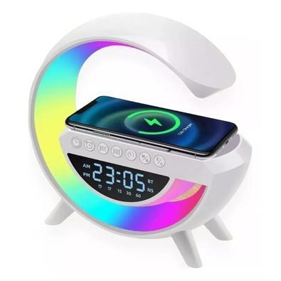 Luminária g speaker caixa de som relógio bluetooth com carregamento por indução led - rgb (verifique se seu smatphone tem carregamento por indução ant