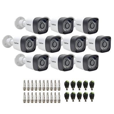 Kit 10 câmeras tudo forte bullet full hd 1080p, lente 2.8mm, visão noturna 20m, ip66 + conectores  nós da tudo forte, criamos este kit para facilitar 