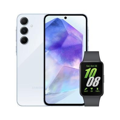 A55 5g (256gb) - azul claro + galaxy fit3 - grafiteo galaxy a55 5g é o celular ideal para aqueles que gostam de criar e compartilhar conteúdos, inspir