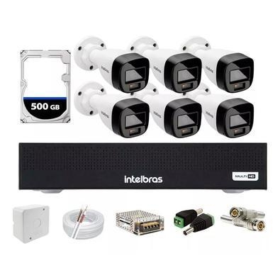 Descrição kit 6 câmeras intelbras que filma colorido mesmo em escuridão total. as câmeras são em resolução 1080p 2 megapixel full hd.   vantagens dest