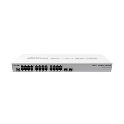 Introdução switch gigabit ethernet de 24 portas com swos / routeros com duas portas sfp +, conectividade wire speed com vários novos recursos de comut