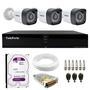 Kit 3 câmeras bullet tudo forte tf 2020 b full hd 1080p com visão noturna 20m proteção ip66 + dvr tudo forte tfhdx 3304 4 canais + hd 1tb purple  nós 