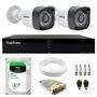 Kit 2 câmeras bullet tudo forte tf 2020 b full hd 1080p com visão noturna 20m proteção ip66 + dvr tudo forte tfhdx 3304 4 canais + hd 2tb skyhawk  nós