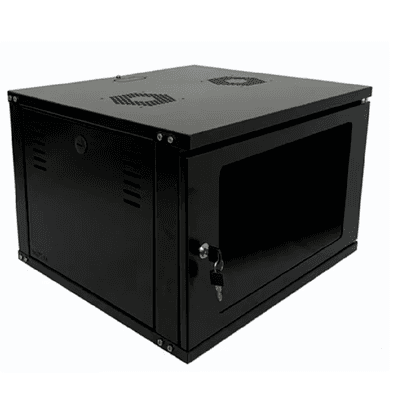 Rack modular 8ux480mm preto  -  rack indoor padrã£o 19??, estrutura soldada em chapa aã§o sae 1020 0,75 / 0,9mm de espessura, porta frontal embutida c