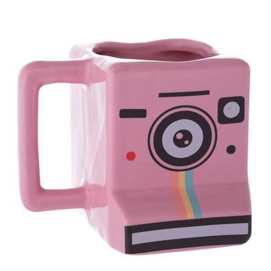 Caneca camera fotografica insta rosa branca 350 ml.item para decoração e utilização. Modelo de câmera fotográfica que lembra o instagram.dimensões:com