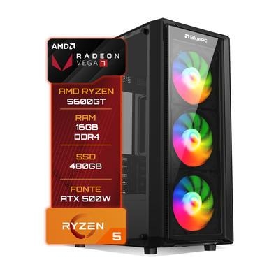 PC Gamer Blue PC O PC Gamer BluePC é a escolha perfeita para quem busca alto desempenho e design moderno. Com processador AMD Ryzen 5 5600GT de 6 núcl