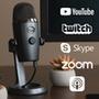 O Yeti Nano é um microfone condensador USB premium projetado para produção de podcasts, vídeos do YouTube, game streaming, chamadas pelo Skype e locuç