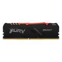 Memória Kingston Fury Beast   A Fury Beast DDR4 RGB impulsiona sua performance com velocidades de até 3733MHz, estilo desafiador e luzes RGB no compri