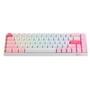 Teclado Mecânico Prunus Lannesiana 3068B Plus, RGB, Branco e Rosa   - Teclado com os switches Jelly Purple - Teclado com as 3 conexões 2.4GHz, BT e US