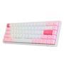 Teclado Mecânico Prunus Lannesiana 3068B Plus, RGB, Branco e Rosa   - Teclado com os switches Jelly Purple - Teclado com as 3 conexões 2.4GHz, BT e US