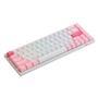 Teclado Mecânico Prunus Lannesiana 3068B Plus, RGB, Branco e Rosa   - Teclado com os switches Jelly Purple - Teclado com as 3 conexões 2.4GHz, BT e US