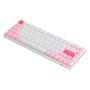 Teclado Mecânico Prunus Lannesiana 3068B Plus, RGB, Branco e Rosa   - Teclado com os switches Jelly Purple - Teclado com as 3 conexões 2.4GHz, BT e US