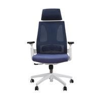 Cadeira Office Elements Helene Special Branca e Azul petroleo,Braços 3D, Apoio Cervical - 70339