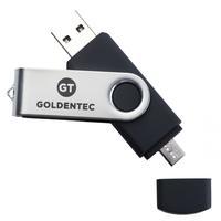 Pen Drive OTG 32GB Duo Preto GoldentecTransfira facilmente os arquivos do seu Tablet ou Smartphone para outros dispositivos com o Pen Drive OTG GT Duo