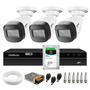 Itens Inclusos No Kit 01 - DVR Intelbras 4 canais MHDX 1204 Com Detecç,ã,o Inteligente de Movimento 03 - Câ,meras Intelbras Bullet HD 720p VHD 1120 B 