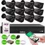 Kit 12 Câmeras Tudo Forte TF 1220 B Black Full HD 1080p Bullet com Visão Noturna 20M Proteção IP66 + Dvr Intelbras MHDX 3116-C 16 Canais + HD 2TB Purp