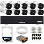 Itens inclusos no kit<,br>,10 - câ,meras vhl 1220 b bullet intelbras<,br>,01 - dvr gravador mhdx 1016-c 16 canais intelbras<,br>,01 - cabo coaxial fle