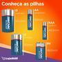 INFORMAÇÕES GERAIS:  Contém: 1 Cartela com 4 pilhas Tipo: Alcalina   INFORMAÇÕES TÉCNICAS: Voltagem: 1,5V Peso: 11g (un)   APLICAÇÃO: Brinquedos; Cont