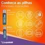 INFORMAÇÕES GERAIS:  Contém: 1 Cartela com 4 pilhas Tipo: Alcalina   INFORMAÇÕES TÉCNICAS: Voltagem: 1,5V Peso: 11g (un)   APLICAÇÃO: Brinquedos; Cont