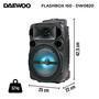 Caixa de som portátil bluetooth flashbox 150, modelo dw0820, cor preta, daewoo.     com a caixa de som flashbox 150 daewoo a sua festa está garantida!