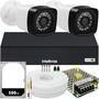 Kit cftv de alta definição com 2 câmeras  acesso via smartphone e computador conteúdo 01 dvr intelbras mhdx 1004-c 4x1 de 04 canais  02 câmeras import