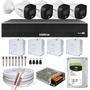 Descrição kit 4 câmeras intelbras que filma colorido mesmo em escuridão total. dvr 8 canais intelbras mhdx 1008-c com hd 1 tb. as câmeras são em resol