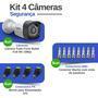 Kit 4 câmeras tudo forte bullet full hd 1080p, lente 2.8mm, visão noturna 20m, ip66 + conectores  nós da tudo forte, criamos este kit para facilitar s