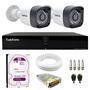 Kit 2 câmeras bullet tudo forte tf 2020 b full hd 1080p com visão noturna 20m proteção ip66 + dvr tudo forte tfhdx 3304 4 canais + hd 2tb purple  nós 