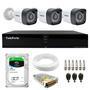 Kit 3 câmeras bullet tudo forte tf 2020 b full hd 1080p com visão noturna 20m proteção ip66 + dvr tudo forte tfhdx 3304 4 canais + hd 1tb skyhawk  nós