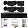 Kit 4 câmeras bullet black tudo forte tf 2020 b full hd 1080p visão noturna 20m proteção ip66 + dvr tudo forte tfhdx 3304 4 canais + hd 1tb purple nós