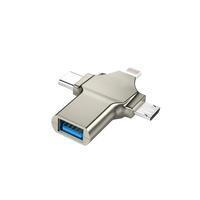 Adaptador Do Otg 3 Em 1 USB 3.0, Para Micro USB E Lightning