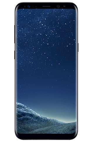 Visão frontal do Galaxy S8+ em Midnight Black