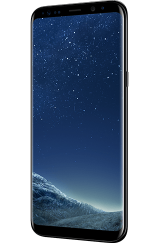 Visão direita angulada do Galaxy S8+ em Midnight Black
