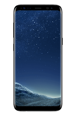 Visão frontal do Galaxy S8 em Midnight Black