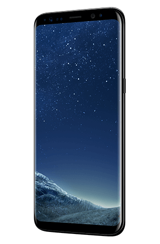 Visão direita angulada do Galaxy S8 em Midnight Black